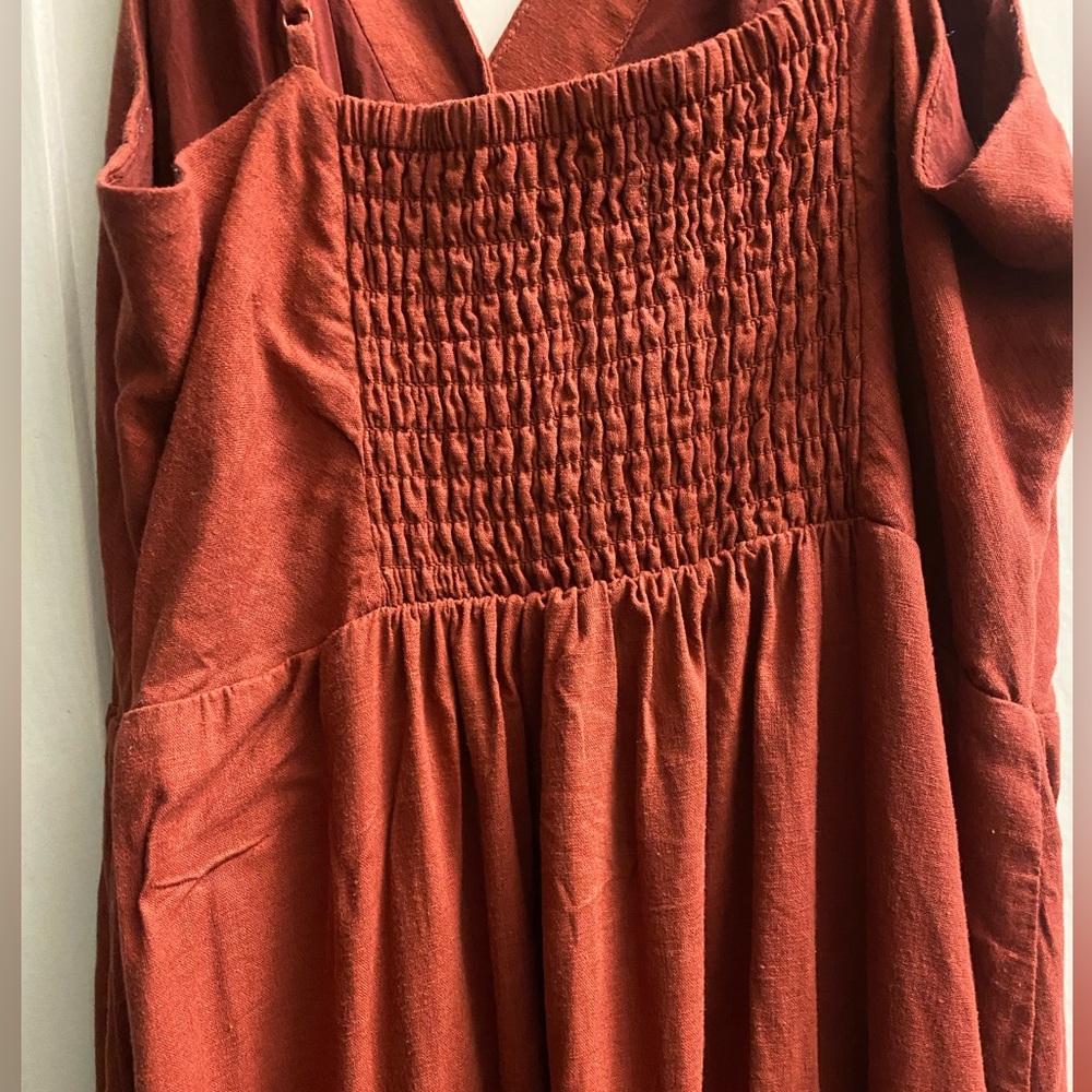 Urban outfitters linen blend Button-Front Midi with adjustable Straps - Picture 2 of 6